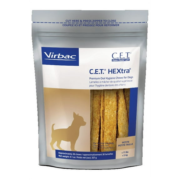 Virbac C.E.T. HEXtra Premium Oral Hygiene Chews for Small Dogs, 30 Chews