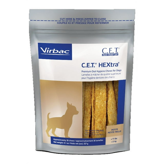 Virbac C.E.T. HEXtra Premium Oral Hygiene Chews for Small Dogs, 30