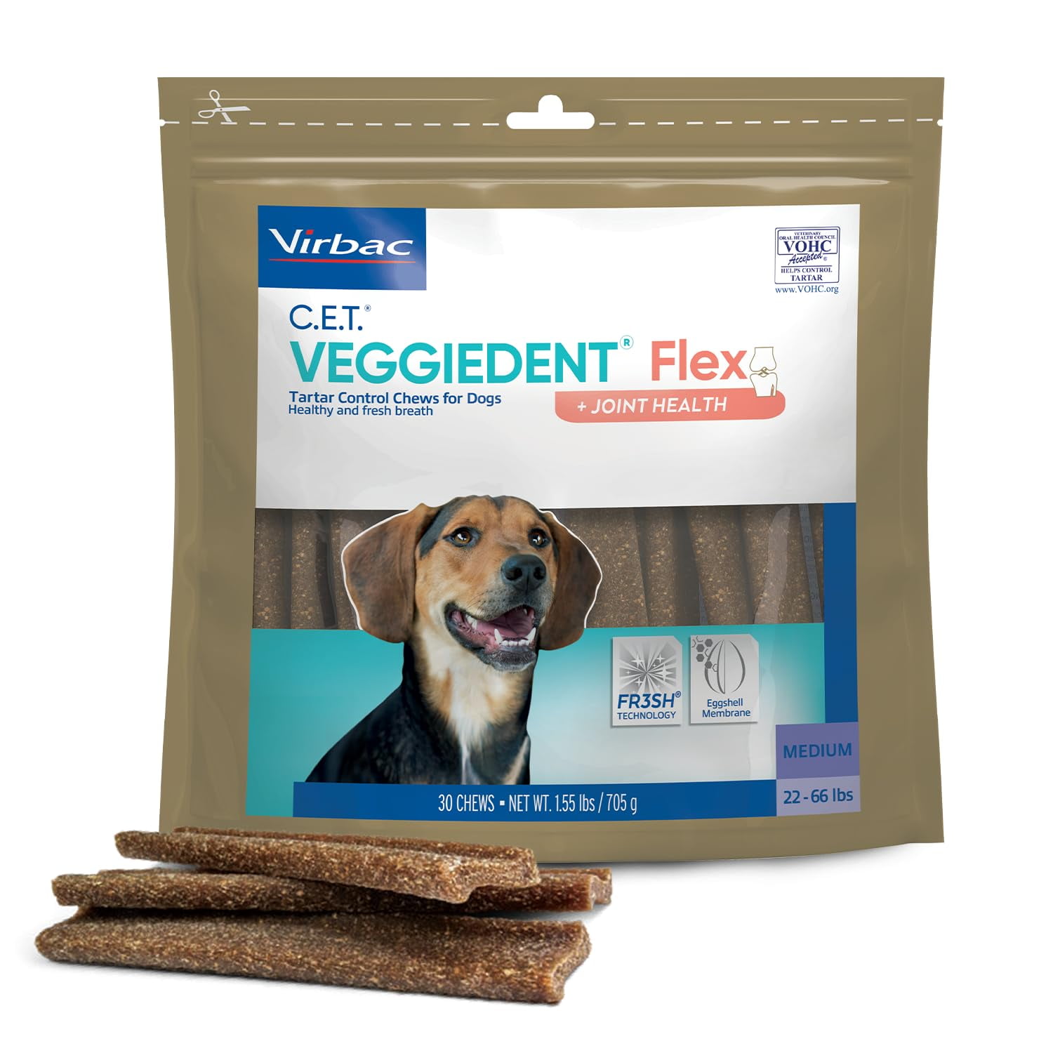 Virbac C.E.T. VEGGIEDENT Flex Tartar Control Chews for Dogs Medium Walmart
