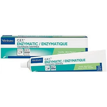 Virbac CET Enzymatic Toothpaste, Eliminates Bad Breath by Removing Plaque and Tartar Buildup, Best Pet Dental Care Toothpaste, Vanilla Mint Flavor, 2.5 Oz Tube