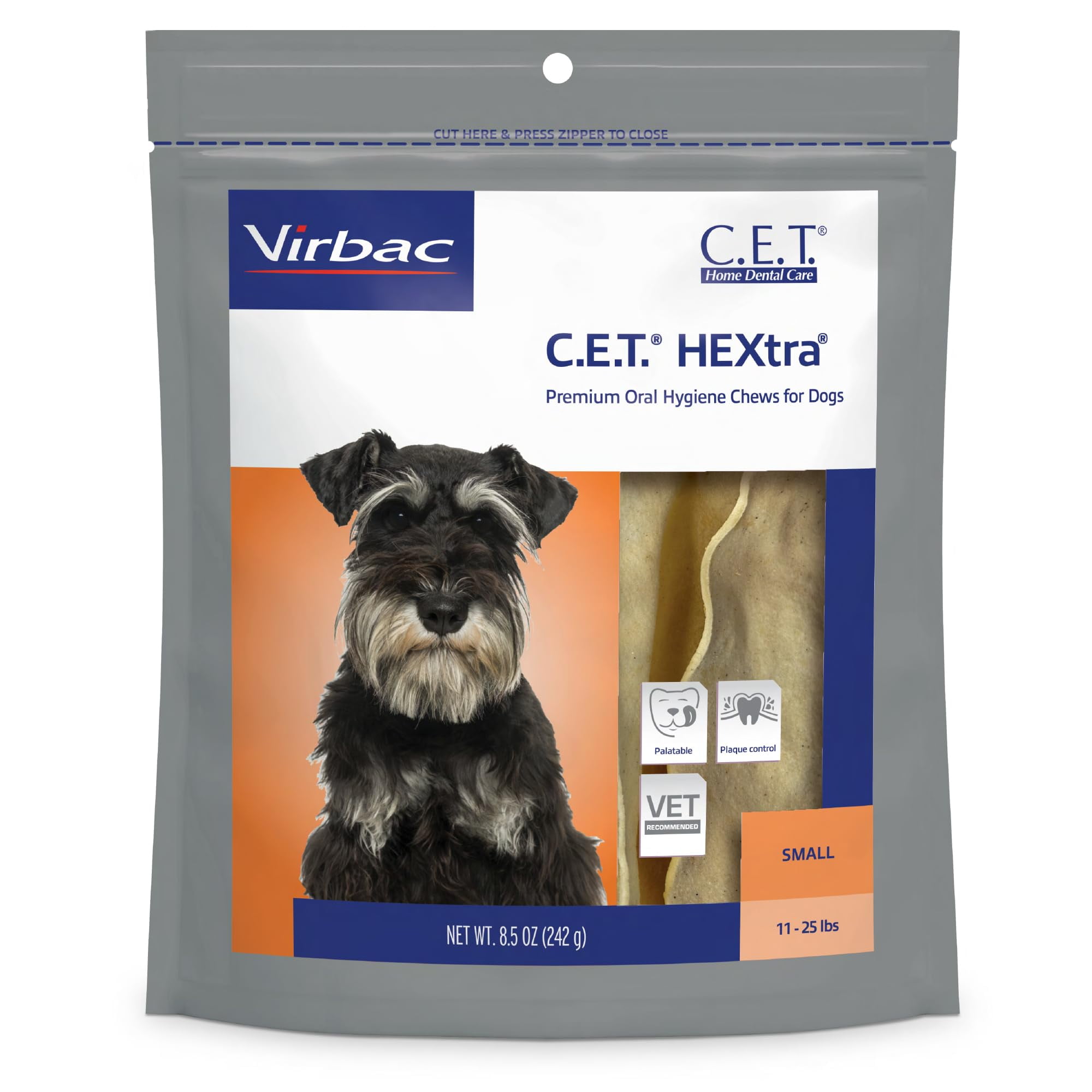 Virbac CET HEXtra Premium Oral Hygiene Chews for Dogs, 11-25 lbs, 8.5 ...