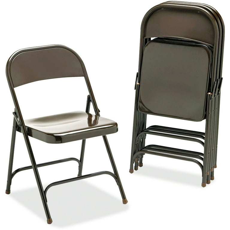 Virco Metal Folding Chairs Set of 4 Mocha Walmart