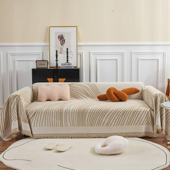 Vireellx Beige Chenille Sofa Covers Couch Covers for 2 Cushion Couch Sofa Slipcovers Reclining Couch Cover Love Seat Couch Covers for Living Room Sectional Sofa Covers for Pet