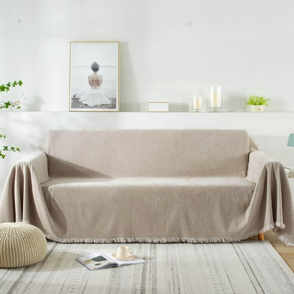 Vireellx Beige Chenille Sofa Covers Couch Covers for 2 Cushion Couch Sofa Slipcovers Reclining Couch Cover Love Seat Couch Covers for Living Room Sectional Sofa Covers for Pet
