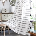 thumbnail image 1 of Vireellx Boho Curtains for Bedroom, Cream Hollow Crochet Stripes and Florals Print Cotton Linen Fabric Patchwork, Bohemian Beige Tassel Semi-Blackout Window Panel Farmhouse Drape, 1 of 8