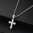 thumbnail image 1 of Vireellx Cross Pendant Necklace With Stainless Steel Rope Chain, White Gold Plated Hip Hop Rhinestone Cross Chains For Men Wome, 1 of 6
