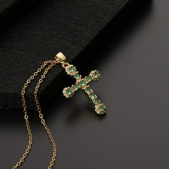 Vireellx Cross Pendant Necklace for Women Vintage Gold Zircon for Women Jewelry Valentines Day