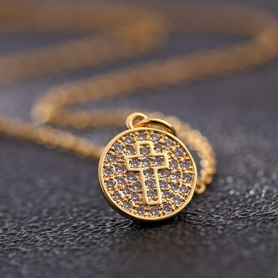 Vireellx Cross Pendant Necklace for Women Vintage Gold Zircon for Women Jewelry Valentines Day