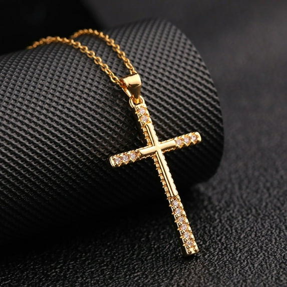 Vireellx Cross Pendant Necklace for Women Vintage Gold Zircon for Women Jewelry Valentines Day