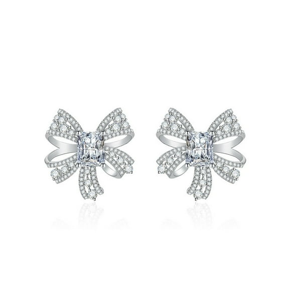 Vireellx Diamond Earrings for Women Bows Emerald Earrings Jewelry for Her Birthday Christmas Gifts
