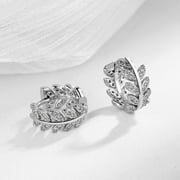 VIREELLX Diamond Earrings for Women Leaf Ear Buckle Leaf Jewelry for Her Birthday Christmas Gift