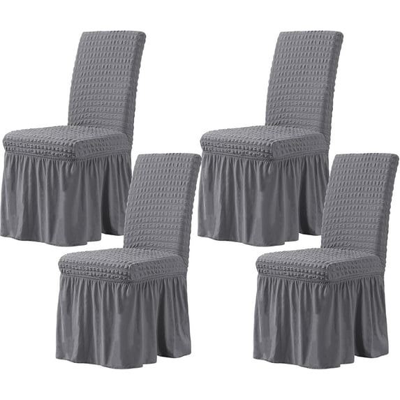 Vireellx Dining Chair Covers Set of 2, Universal Stretch Dining Room Chair Covers with Skirt, Removable Parsons Chair Slipcover for Kitchen Wedding Party Banquet