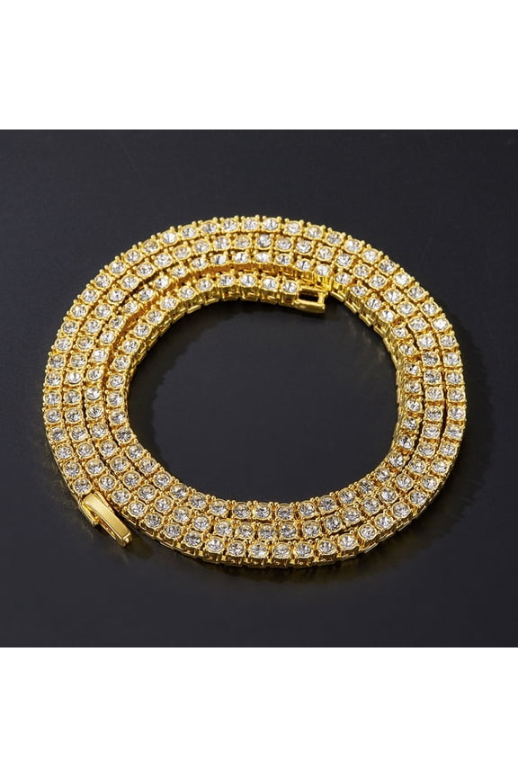 Gold Silver Iced Out Diamond Tennis Chain Necklace for Men Women, Rhinestone Tennis Necklaces for Women and Teens, Tennis and Cuban Link Chains 18-30 Inches