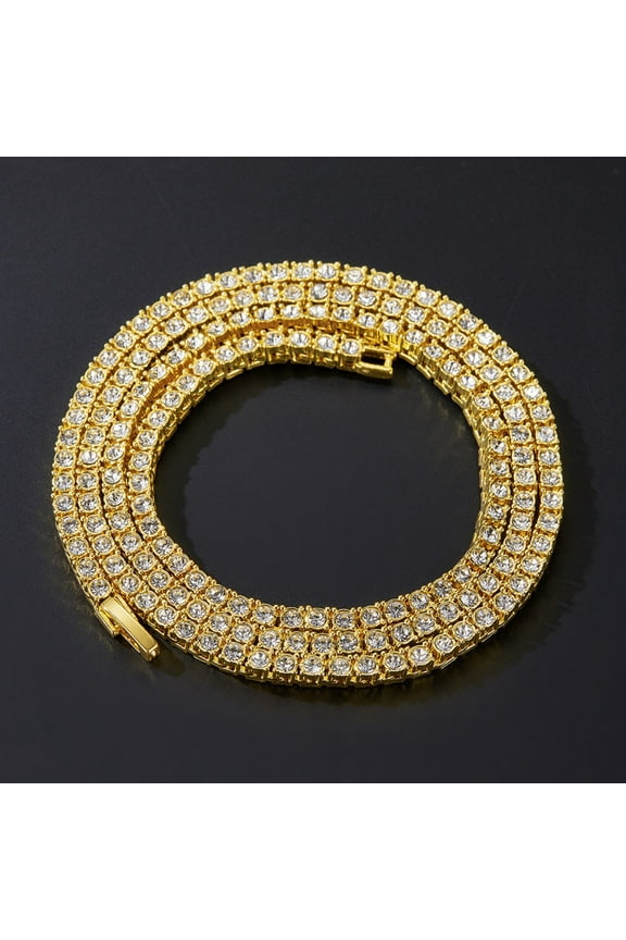 Vireellx Gold Silver Iced Out Diamond Tennis Chain Necklace for Men Women, Rhinestone Tennis Necklaces for Women and Teens, Tennis and Cuban Link Chains 18-30 Inches