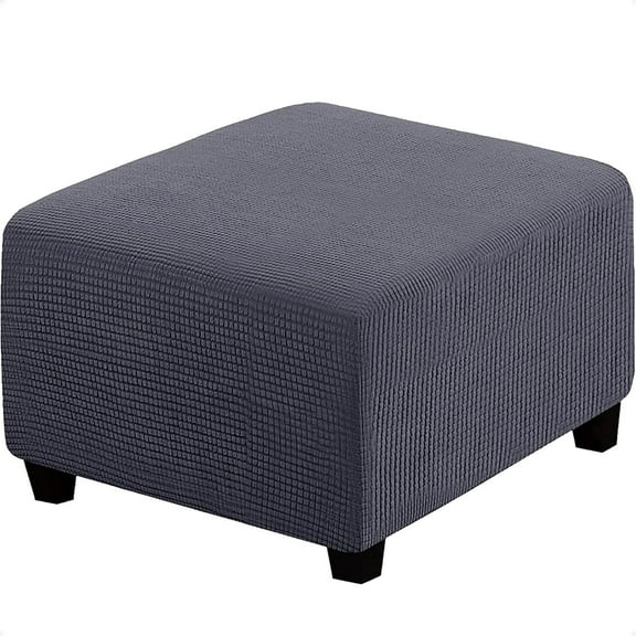 Vireellx Jacquard Ottoman Cover , Stretch Slipcovers Footstool Covers with Elastic Bottom, Fabric Ottoman Slipcover Washable