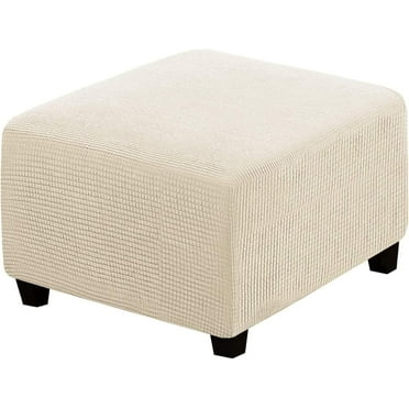 Vireellx Jacquard Ottoman Cover , Stretch Slipcovers Footstool Covers with Elastic Bottom, Fabric Ottoman Slipcover Washable