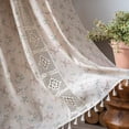 thumbnail image 1 of Vireellx Leaves Curtains for Living Room 84 Inch Length 2 Panels Set Semi Sheer Boho Drapes Green Farmhouse Tassel Rod Pocket Window Curtain Panels Bedroom Rustic Country Botanical Window Treatment, 1 of 8