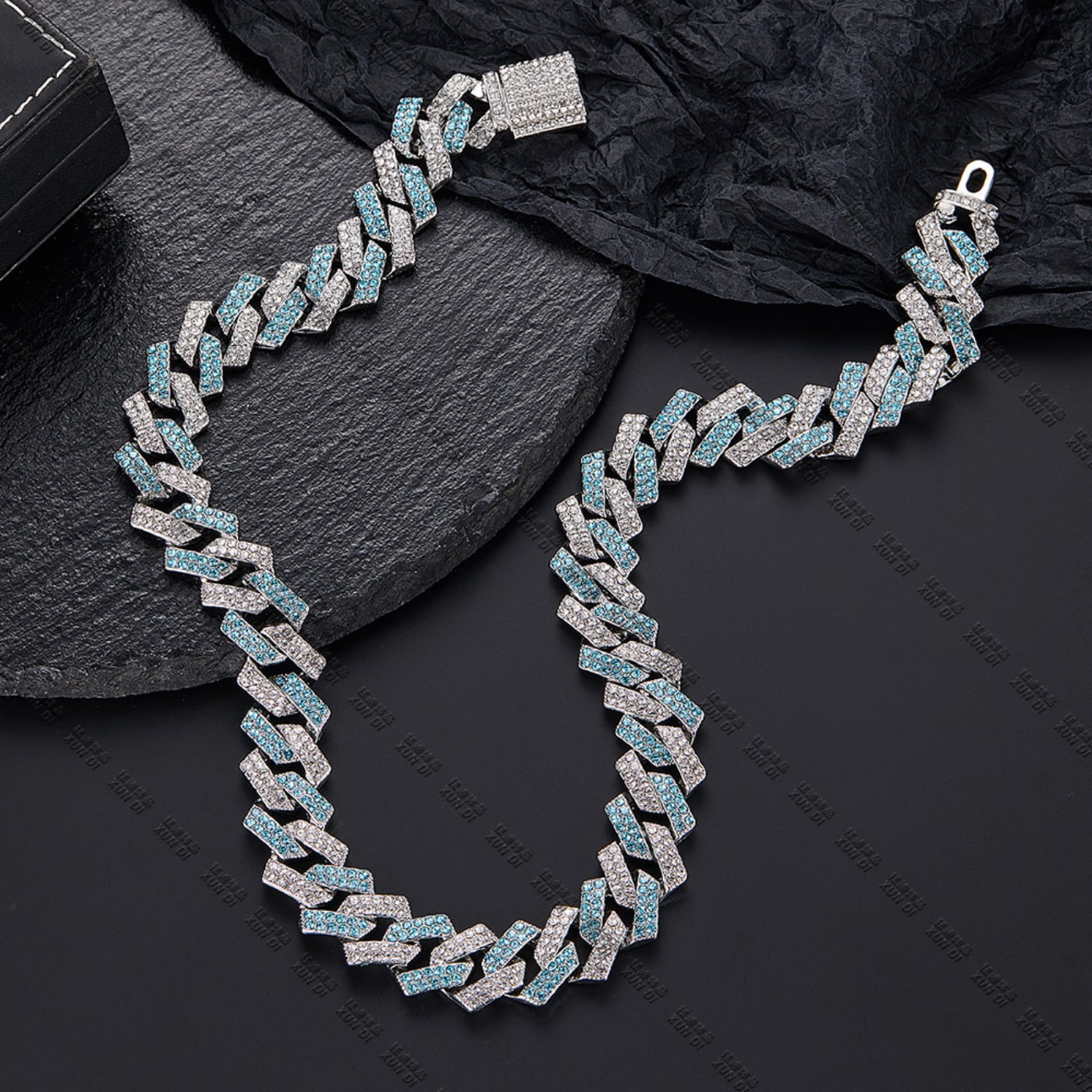 Vireellx Mens Cuban Link Chain Silver/Gold Plated 16''18''20''22''24'' Necklace Iced Out Thick Chain For Women Bling Diamond Cut Cuban Link Chains For Men Hip Hop Jewelry