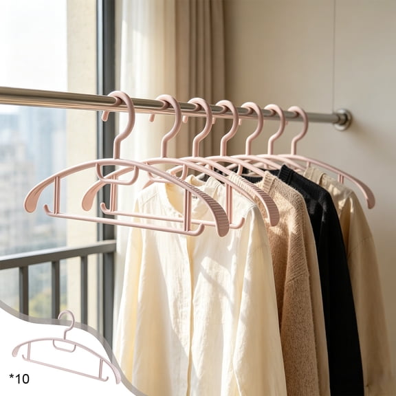 Virelaxpo 10 Pcs Hangers, Non-Slip Clothes Hangers for Wardrobe and Drying, Slim Profile Hangers for Maximizing Closet Space, Household Garment Racks