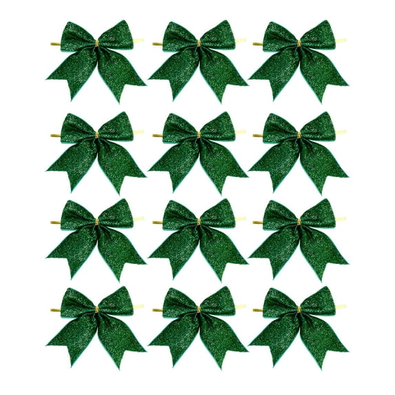 Virelaxpo 12 Pack Mini Christmas Bow Hanging Ornaments for Tree and Wreath Decoration - 9cm Small Bows for Festive Home Decor and Craft Activities