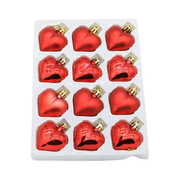 Virelaxpo 12 Pieces Christmas Heart Pendant Ornaments for Tree and Home Decoration - Hanging Decor for Holiday Festivities and Seasonal Celebrations