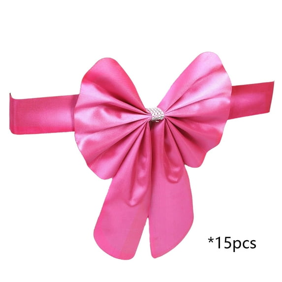 Virelaxpo 15-Pack No-Tie Bow Chair Straps for Wedding and Banquet Decorations - Easy Clip-On Design Chair Covers in Various Colors for Party Events