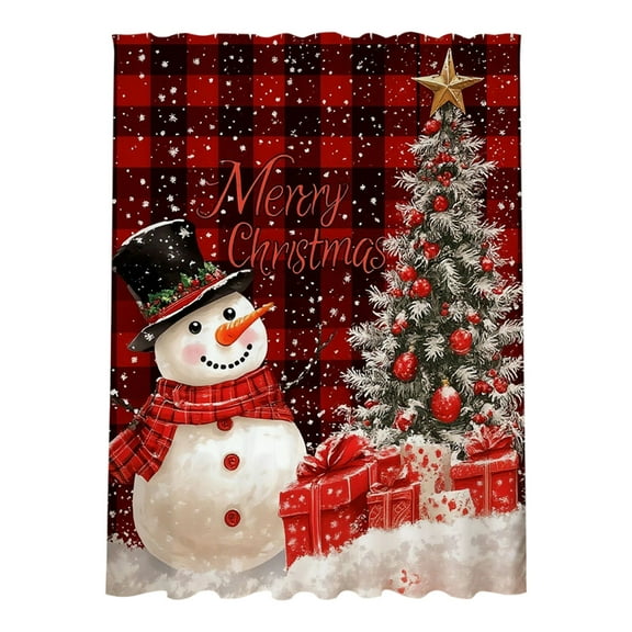 Virelaxpo 180x150cm Christmas Themed Shower Curtain with Holiday Patterns for Bathroom Partition Decor