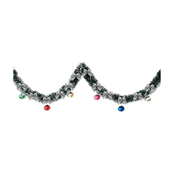 Virelaxpo 2 Meter Christmas Garland with Bows and Ornaments, 19 Piece Decorative Set for Tree Staircase Fireplace, Festive Vine Decor