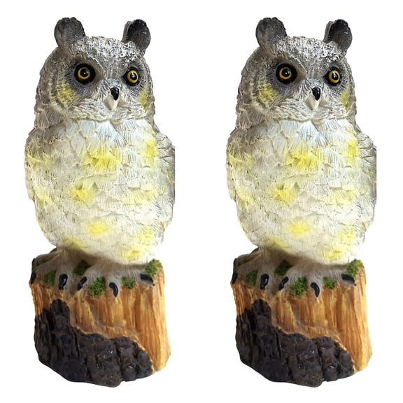 Virelaxpo 2 Pcs Solar Owl Statue with LED Lights, 5.51 Inch Garden Decor for Pathway Backyard Yard Ornament