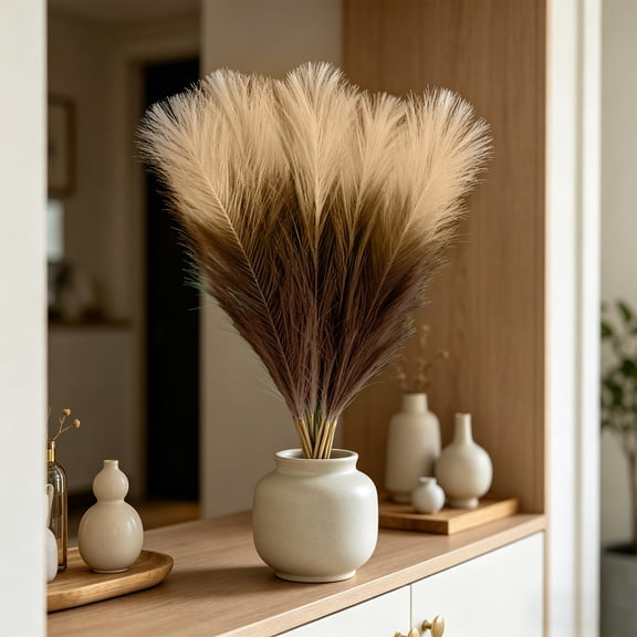 Virelaxpo 20 Pcs Artificial Pampas Grass Faux Dried Flowers 21.6 Inch for Home Decor Vase Filler Wedding Boho Floral Arrangement