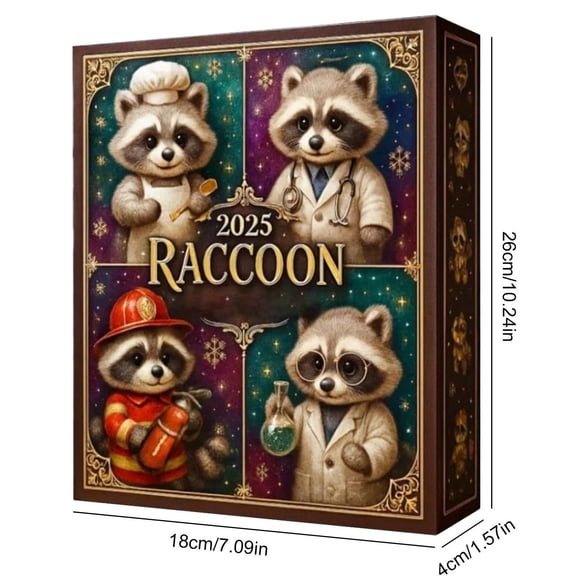 Virelaxpo 2025 Raccoon-themed Advent Calendar with 24 Days Countdown for Christmas Holiday Family Activity