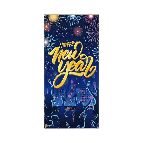 Virelaxpo 2026 New Year Happy Door Banner for Holiday Decoration - Festive Backdrop for Christmas and Celebrations with Fabric