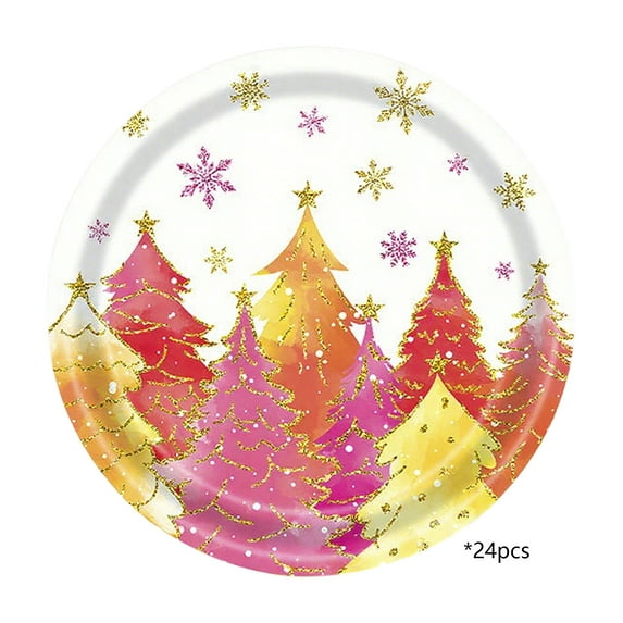 Virelaxpo 24-Pack Christmas Themed Paper Plates for Party Supplies and Holiday Gatherings,Disposable Dinnerware for Festive Celebrations