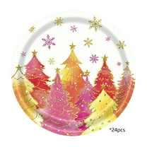 Virelaxpo 24-Pack Christmas Themed Paper Plates for Party Supplies and Holiday Gatherings,Disposable Dinnerware for Festive Celebrations