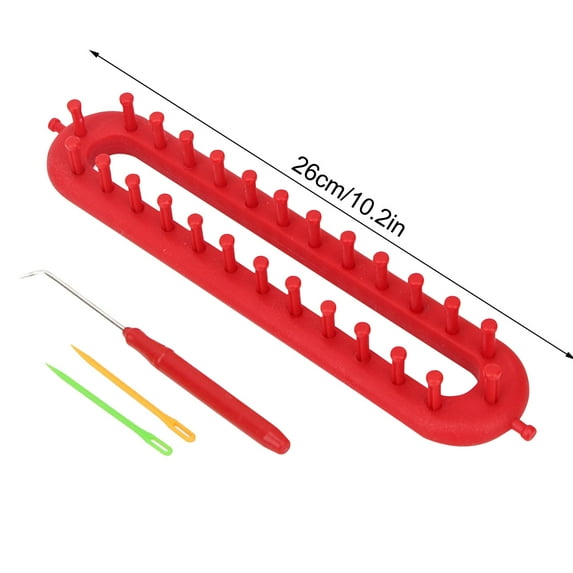 Virelaxpo 26cm Scarf and Hat Knitting Loom, Red Color Portable Weaving Tool for DIY Scarves and Accessories, Easy-to-Use Knitting Device for Craft Projects