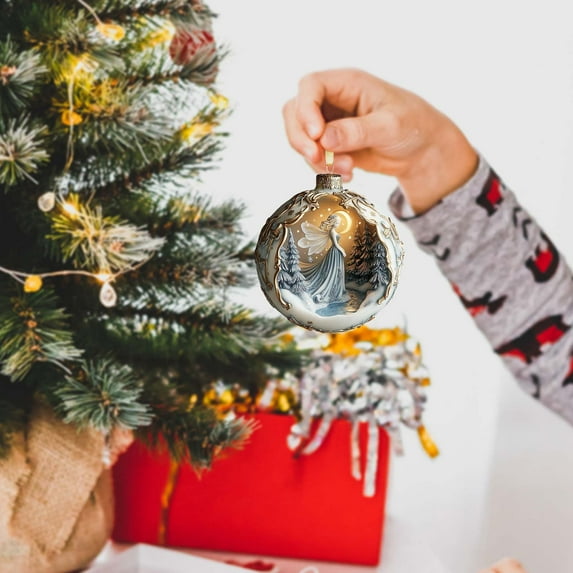 Virelaxpo 2D Angel Christmas Ornament with Star Acrylic Hanging Pendant for Tree and Home Holiday Decor Festive Indoor Decoration