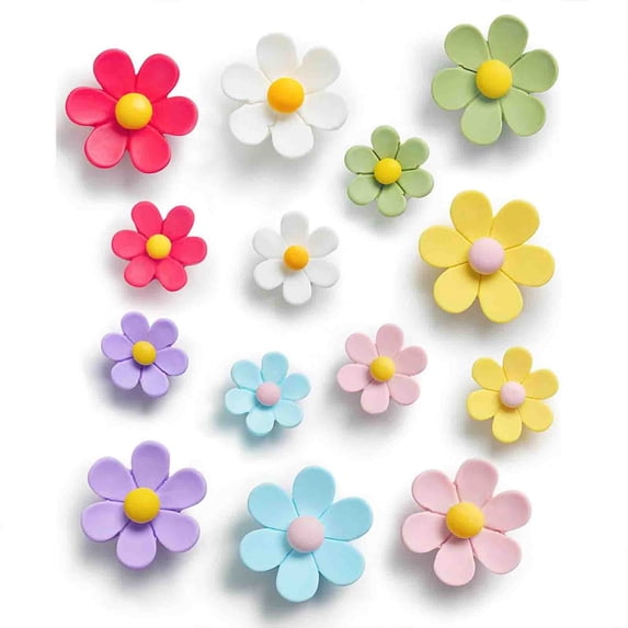 Virelaxpo 2pcs Resin Flower Heart Refrigerator Magnets Colorful Decorative Fridge Magnet Set for Kitchen Whiteboard Home Office