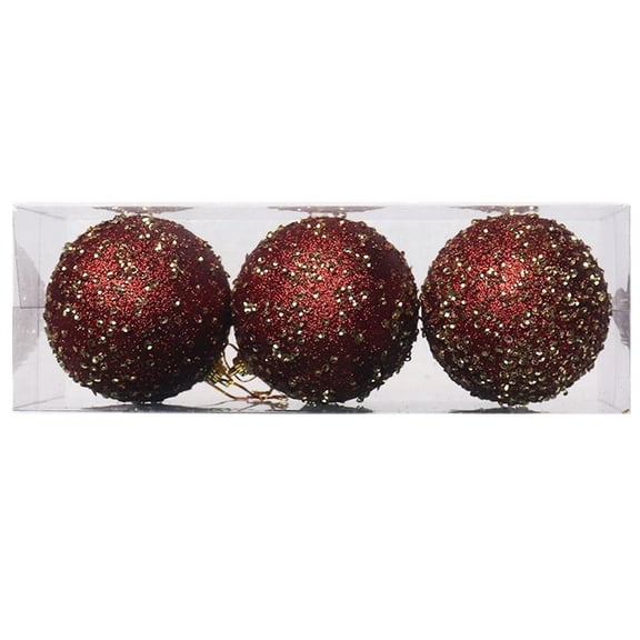 Virelaxpo 3-Piece Glitter Christmas Ball Decorations with Sparkling Sequins,Shiny Orbs for Christmas Tree Hanging,Festive Ornaments for Home and Party Decor