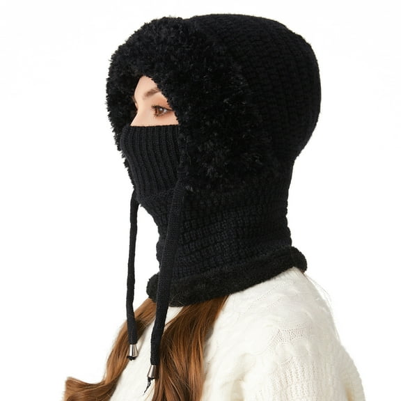 Virelaxpo 3-in-1 Fleece Lined Winter Balaclava Hat for Women - Warm Windproof Face Mask and Scarf Combo