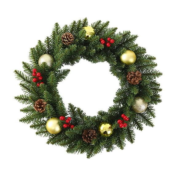 Virelaxpo 30cm Christmas Wreath with Berry Vines, PVC Artificial Garland for Front Door Decoration, Holiday and Winter Home Festive Decor