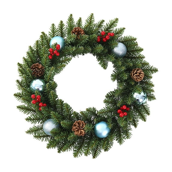 Virelaxpo 30cm Christmas Wreath with Berry Vines, PVC Artificial Garland for Front Door Decoration, Holiday and Winter Home Festive Decor