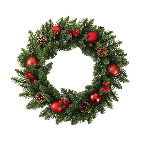 Virelaxpo 30cm Christmas Wreath with Berry Vines, PVC Artificial Garland for Front Door Decoration, Holiday and Winter Home Festive Decor