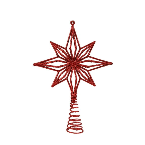 Virelaxpo 3D Octagonal Star Tree Topper - Powdered Finish Christmas Tree Top Decoration, Easy Clip-on Installation for Festive Holiday Decor