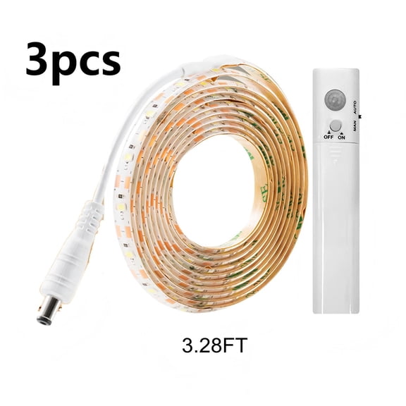 Virelaxpo 3pcs Motion Sensor LED Strip Light, 3.28ft/1m Battery-Operated Closet Light with Adhesive, Auto/Manual Mode for Wardrobe, Stairs, Cabinet, Pantry, Corridor