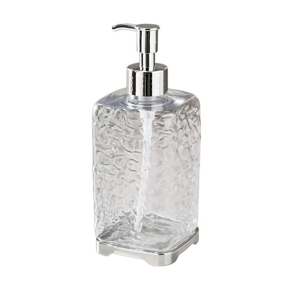 Virelaxpo 450ml Hand Soap Dispenser Bottle, Clear Square Ripple Design Refillable Creative Soap Dispenser for Bathroom, Kitchen, Toilet, Home and Office Use