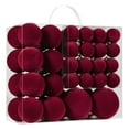 thumbnail image 1 of Virelaxpo 46 Pieces Flocked Velvet Christmas Ball Ornaments, Wine Color with Metal Hanger for Easy Decoration, Xmas Tree Hanging Ornaments for Holiday Home Party Decor, 1 of 8
