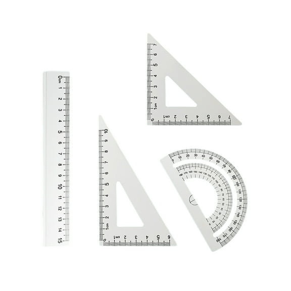 Virelaxpo 4Pcs Metal Geometry Set, Math Drafting Ruler Kit Aluminum Triangle Rulers Metal Ruler Drafting Tools Triangular Rule