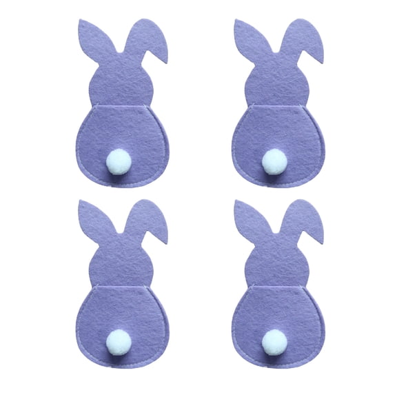Virelaxpo 4pcs Easter Bunny Felt Cutlery Holders for Knife Fork Spoon Utensil Pouches Party Table Setting Birthday Easter Decorations 5.9x3.34in Each Multicolor Fabric Storage
