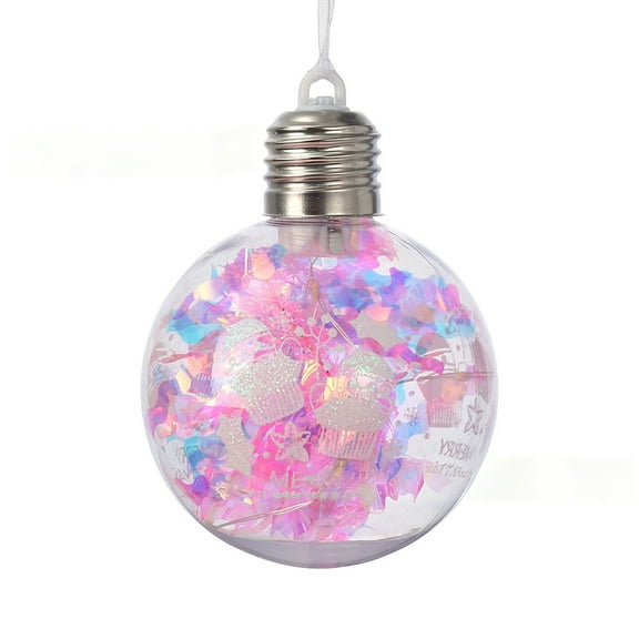 Virelaxpo 5-Pack Glittery Christmas Light Bulb Hanging Ornaments with Button Battery, Festive Indoor and Outdoor Decor for Tree and Windows