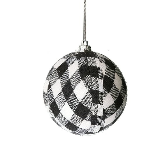 Virelaxpo 6-Pack Fabric Wrapped Christmas Ball Ornaments for Tree Decoration - 7cm Red and Black Foam Balls with Hanging String for Holiday decor